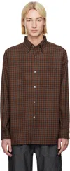 Nanamica Gray & Orange Button Down Wool Plaid Shirt In Ho Heather Gray X Or