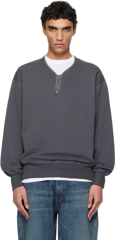 Nanamica Gray Half Zip Reversible Sweatshirt In Charcoal Gray