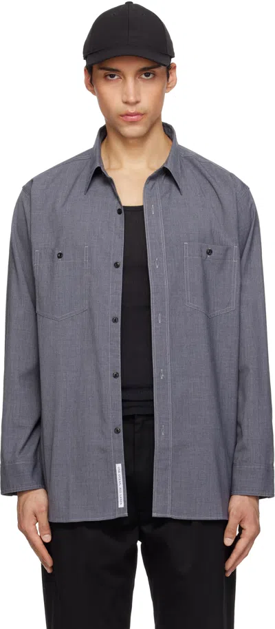 Nanamica Gray Polyester Wool Field Shirt In Blue