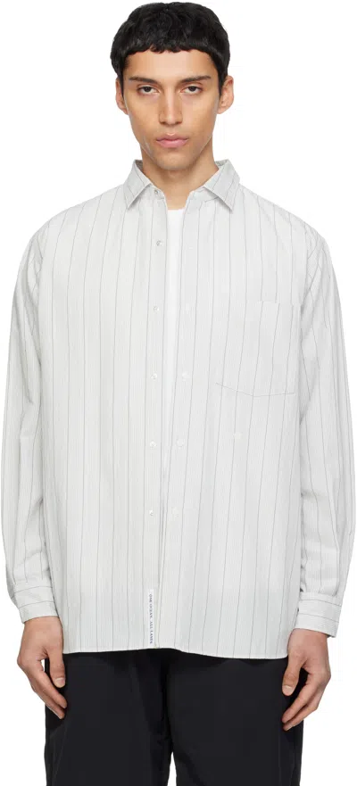 Nanamica Gray Regular Collar Stripe Wind Shirt