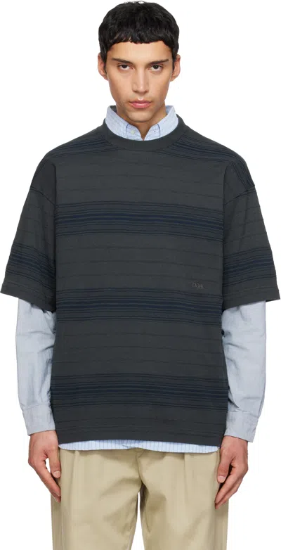 Nanamica Gray Stripe T-shirt