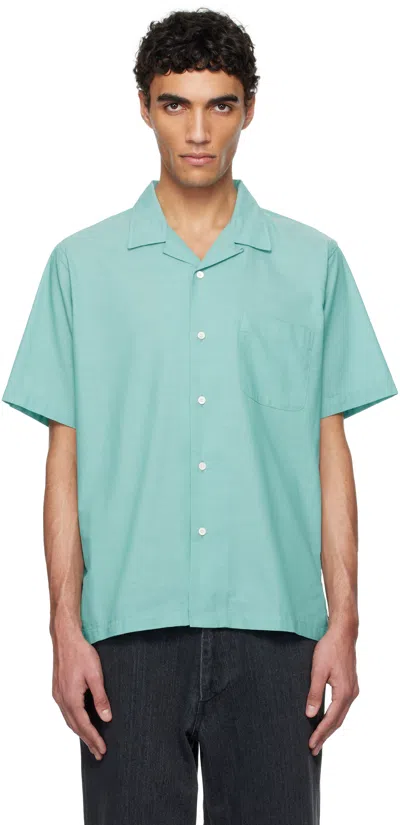 Nanamica Green Open Collar Panama S/s Shirt In Mint