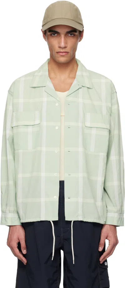 Nanamica Green Palaka Check Shirt In Coral Green