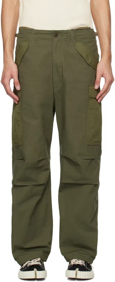 Nanamica Khaki Wide Cargo Pants In Olive Drab