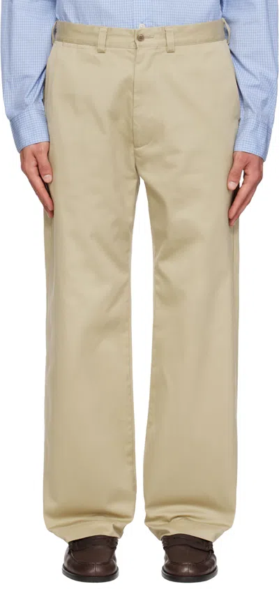 Nanamica Khaki Wide Straight Chino Trousers In Neutral