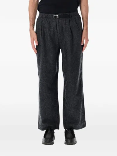 Nanamica Melton Belted Pleated Trousers In Gray
