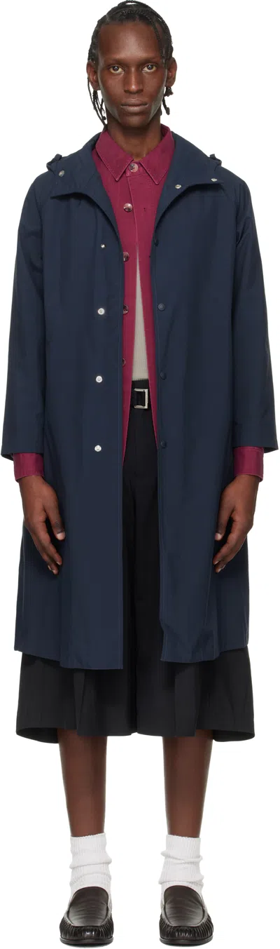 Nanamica Navy 2l Nylon Gore-tex Hooded Coat In Blue