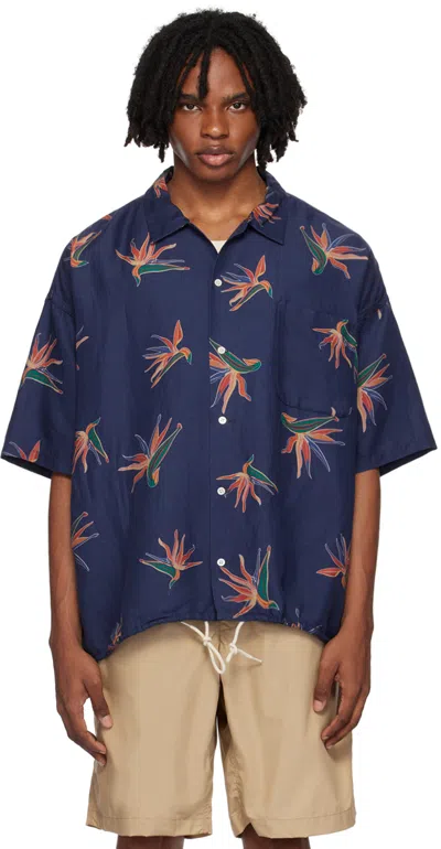 Nanamica Navy Aloha Shirt In N Navy