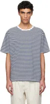 Nanamica Mens Coolmax Striped Jersey T-shirt In Navy X White