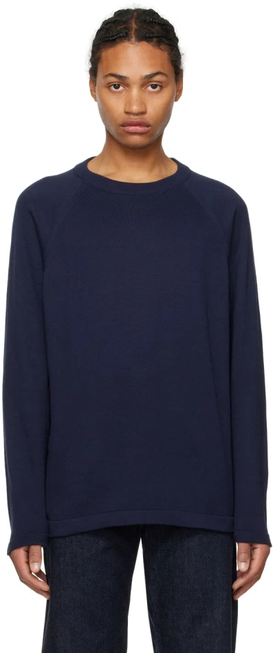 Nanamica Navy Crewneck Sweater In N Navy