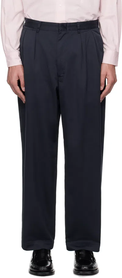 Nanamica Navy Double Pleat Chino Trousers