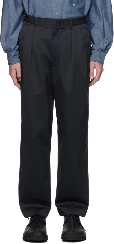 Nanamica Navy Double Pleat Chino Trousers In N Navy