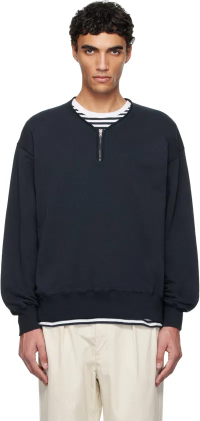 Nanamica Navy Half Zip Reversible Sweatshirt