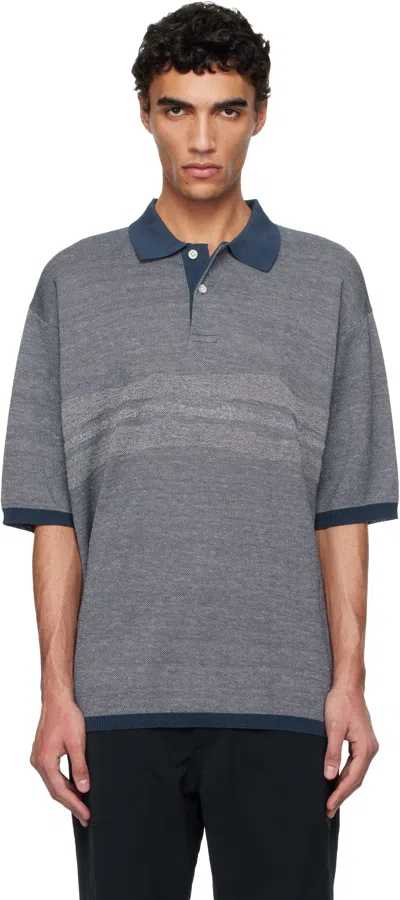 Nanamica Navy Linen Knit Polo