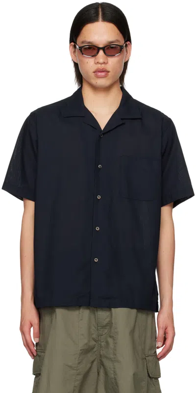 Nanamica Navy Open Collar Shirt In N Navy