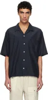 Nanamica Navy Open Collar S/s Shirt In Navy