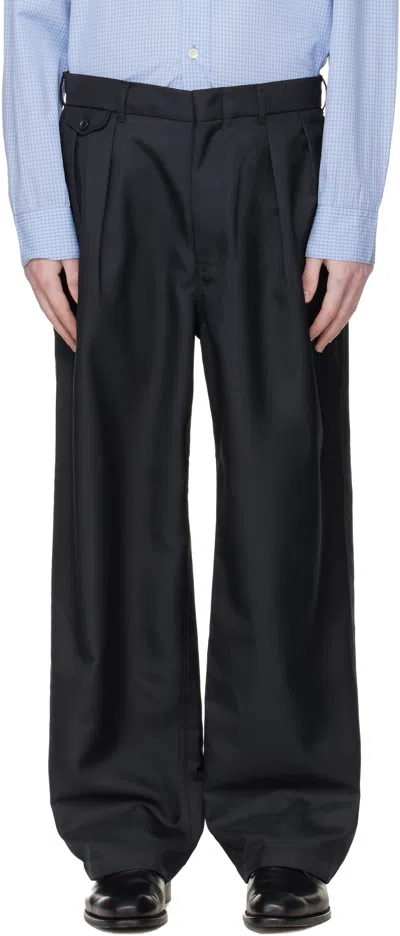 Nanamica Navy Polyester Twill Club Trousers In Blue