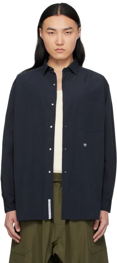 Nanamica Navy Regular Collar Wind Shirt In Dark Navy