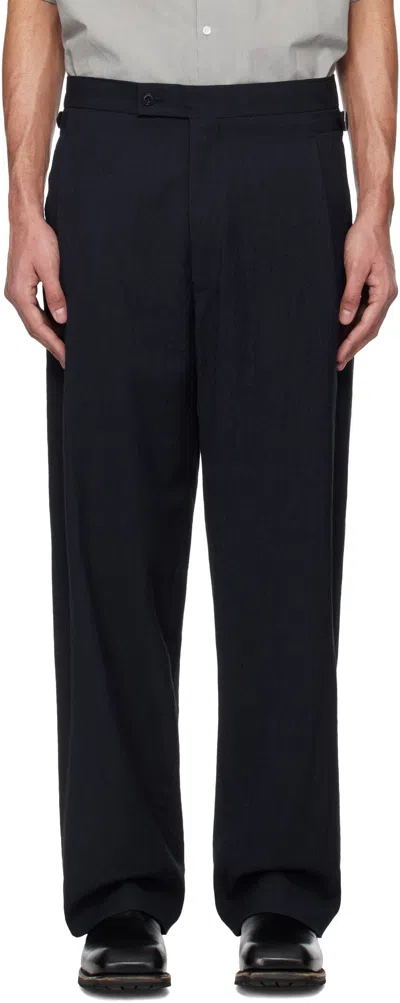 Nanamica Navy Seamless Pleat Trousers