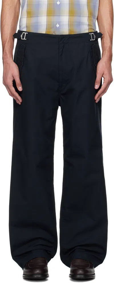 NANAMICA NAVY SIDE BELT WIDE TROUSERS