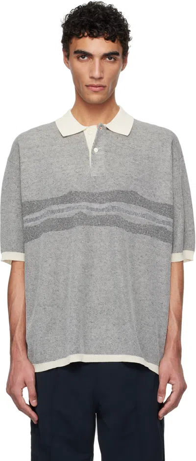 Nanamica Navy Sweater Polo In Ecru