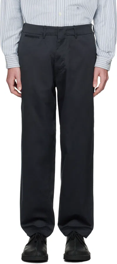 Nanamica Navy Wide Chino Trousers In N Navy