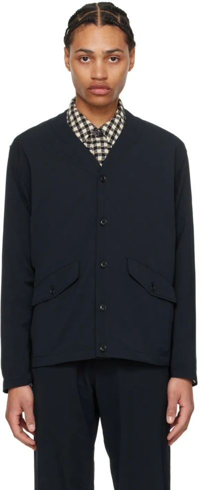 Nanamica Navy Y-neck Cardigan In N Navy