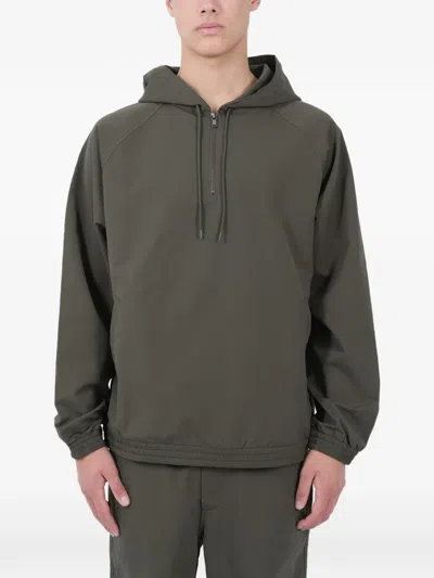 Nanamica Neck-zip Hoodie In Green