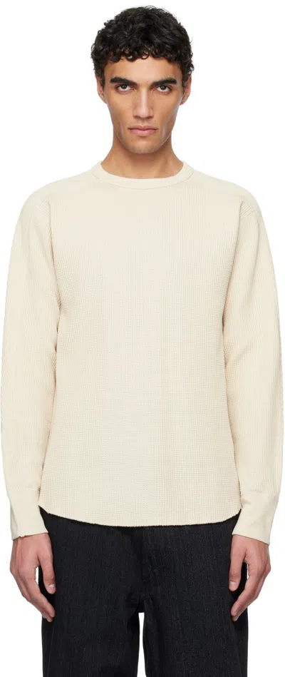 Nanamica Off-white Crew Neck Thermal Sweat T-shirt In Natural