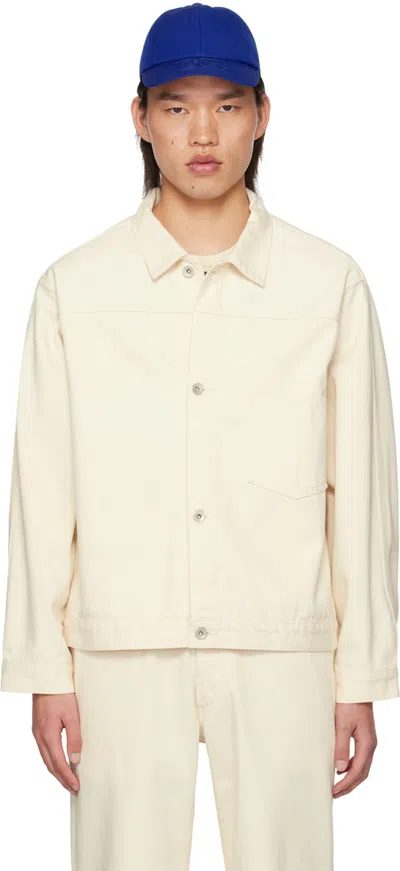 Nanamica Off-white Cropped Denim Jacket In Na Natural