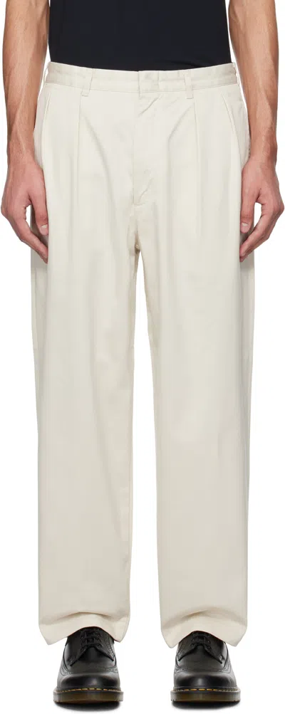 Nanamica Off-white Double Pleat Chino Trousers In Dry Sand