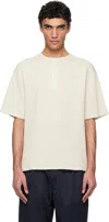 Nanamica Off-white Henry Neck Thermal Sweat Henley In Natural