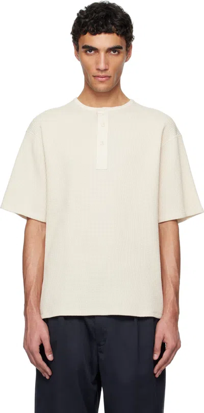 Nanamica Off-white Henry Neck Thermal Sweat Henley In Natural