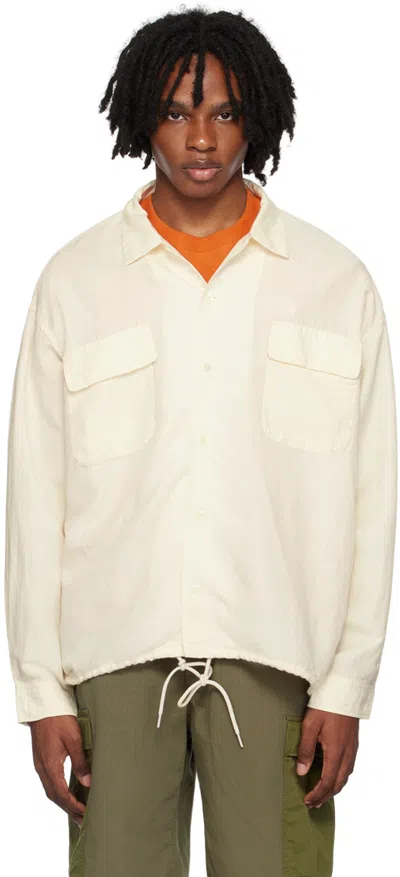 Nanamica Off-white Open Collar Shirt In Ec Ecru