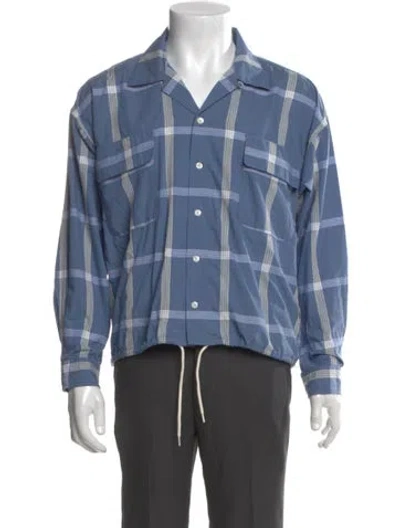 Pre-owned Nanamica Plaid Print Long Sleeve Shirt In Blue