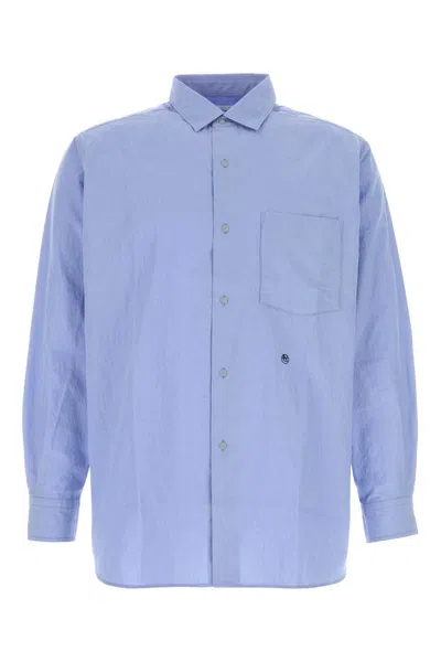 Nanamica Powder Light-blue Cotton Blend Oversize Shirt In Sand