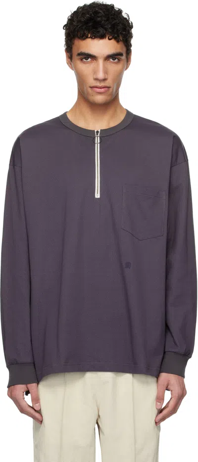 Nanamica Purple Half Zip L/s T-shirt In Vintage Navy