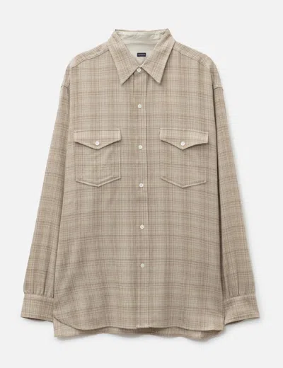 Nanamica Regular Collar Wool Plaid Shirt In Neutral