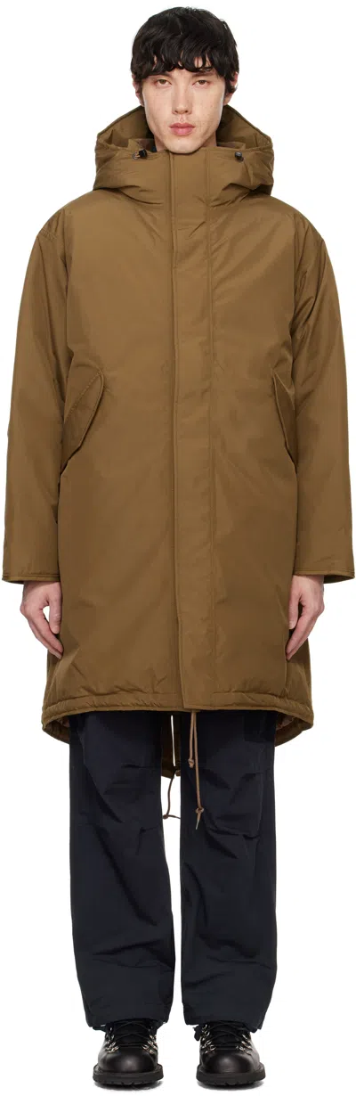 Nanamica Tan Gore-tex Long Down Coat In Ws Wet Sand