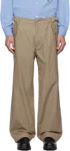 Nanamica Taupe Side Belt Wide Trousers In Taupe
