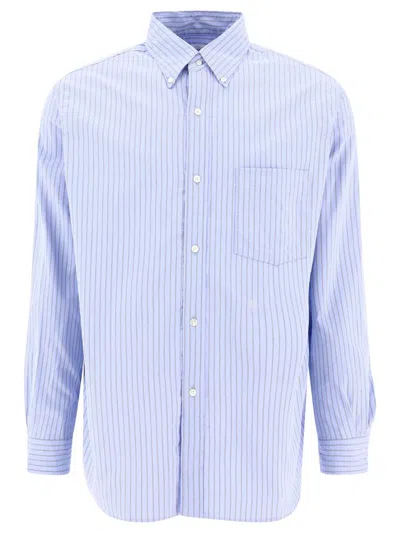 Nanamica "wind" Striped Shirt In Light Blue