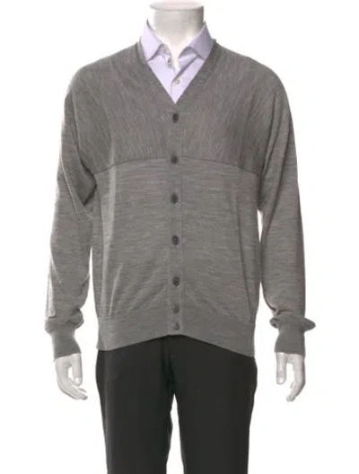 Pre-owned Nanamica Wool V-neck Cardigan In Gray