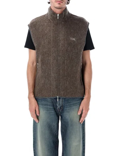 Nanamica Zip Up Mohair Vest In Brown