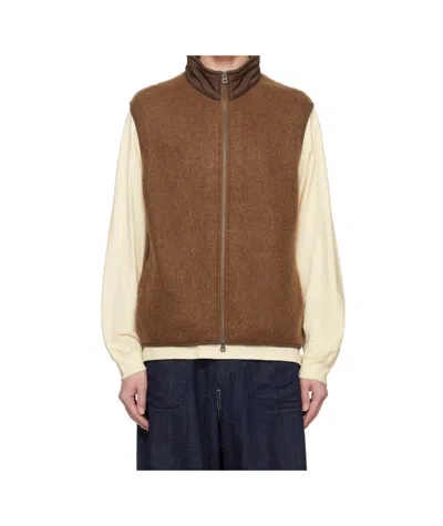 Nanamica Brown Zip-up Mohair Vest In Br Brown