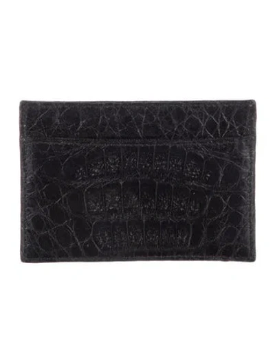 Pre-owned Nancy Gonzalez Alligator Animal Print Card Holder In Black