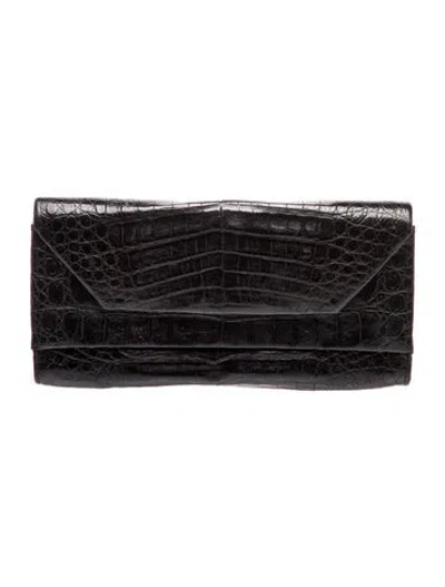 Pre-owned Nancy Gonzalez Alligator Clutch In Black
