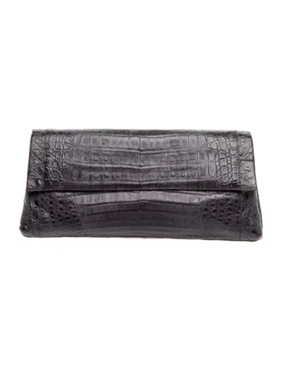 Pre-owned Nancy Gonzalez Alligator Clutch In Gray