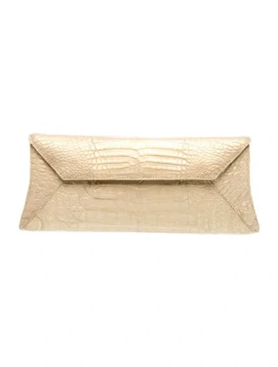 Pre-owned Nancy Gonzalez Alligator Clutch In Neutral