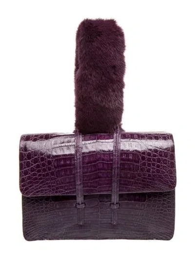 Pre-owned Nancy Gonzalez Alligator Evening Bag In Purple
