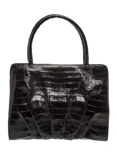 Pre-owned Nancy Gonzalez Alligator Shoulder Bag In Black